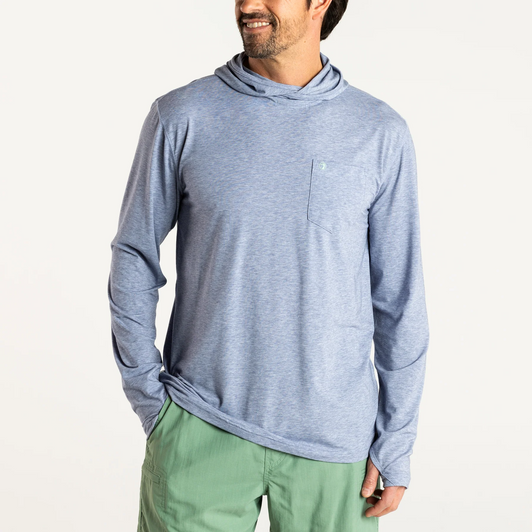 DUCK HEAD WINDWARD PERFORMANCE HOODED T-SHIRT - CROWN HEATHER BLUE