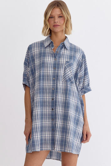 CHAMBRAY BUTTON UP DRESS