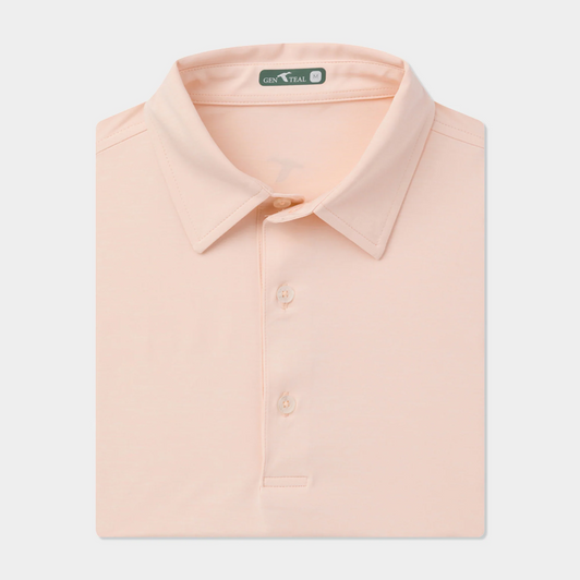 GENTEAL HEATHERED BRRR PERFORMANCE POLO - PEACH