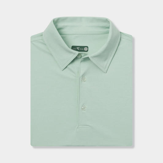 GENTEAL HEATHERED BRRR PERFORMANCE POLO - GREEN SURF