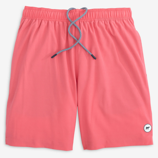 SOUTHERN POINT CO. H20 GREYTON PATTERN SWIM TRUNKS - CORAL