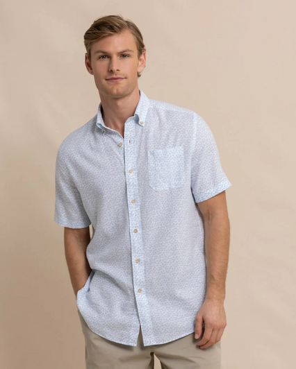 SOUTHERN TIDE LINEN RAYON PALM AND BREEZY SPORT SHIRT