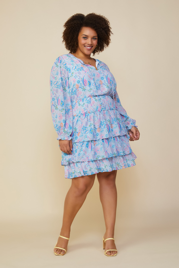 CURVY PAISLEY SMOCKED DRESS