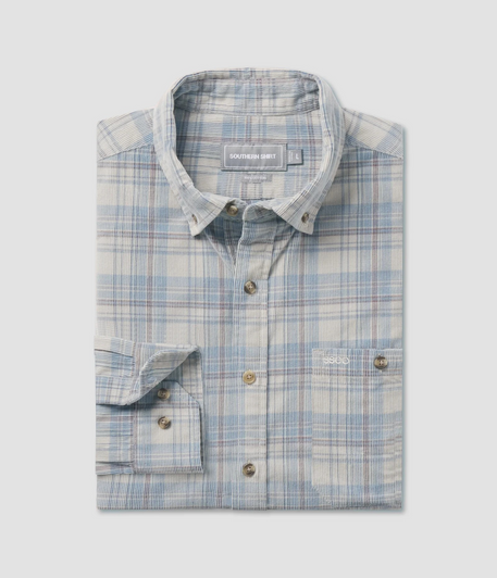 SOUTHERN SHIRT COMPANY BRAXTON LIGHTWEIGHT CORD FLANNEL - SKYLINE