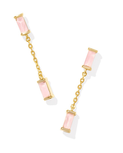 KENDRA SCOTT JULIETTE DROP EARRINGS - GOLD ROSE QUARTZ