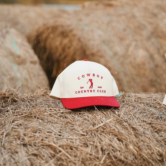COWBOY COUNTRY CLUB TWO TONE GOLFER HAT - RED