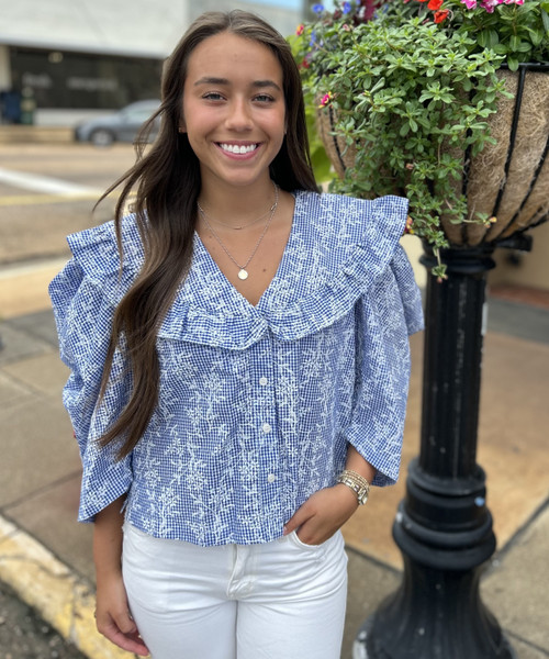 CLASSY FLORAL GINGHAM TOP