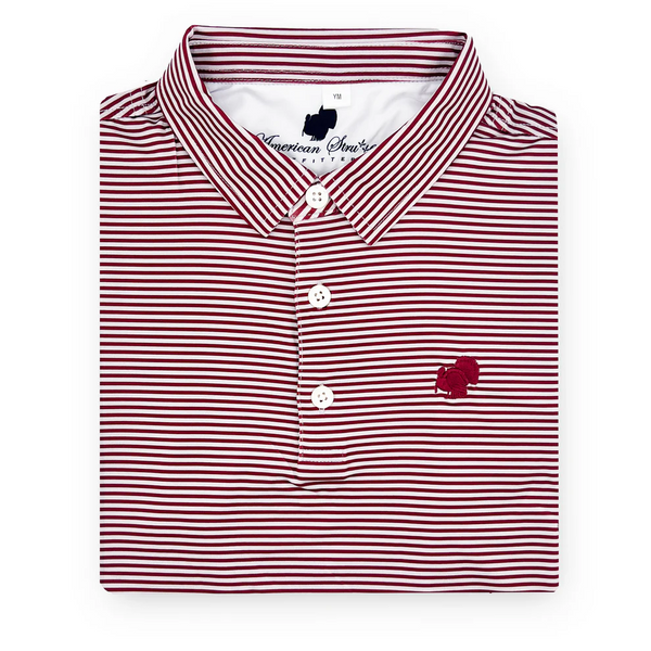 AMERICAN STRUTTER MAROON PERFORMANCE POLO
