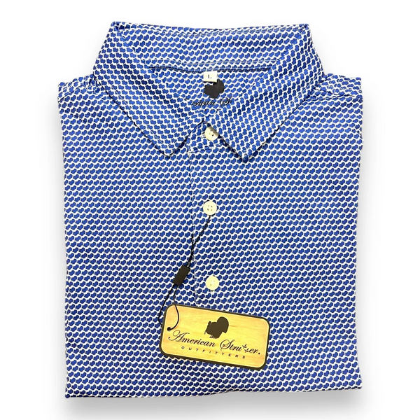 AMERICAN STRUTTER MICROPRINT PERFORMANCE POLO