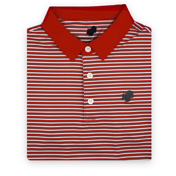 AMERICAN STRUTTER PERFORMANCE POLO - RED & GREY