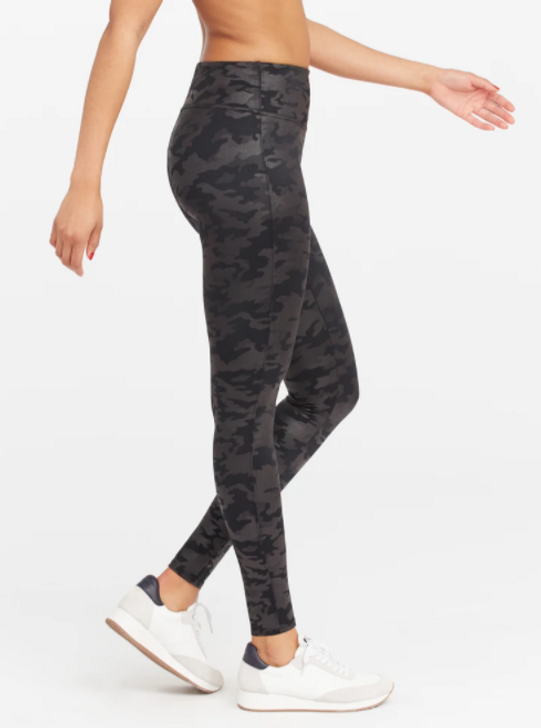 SPANX FAUX LEATHER CAMO LEGGINGS