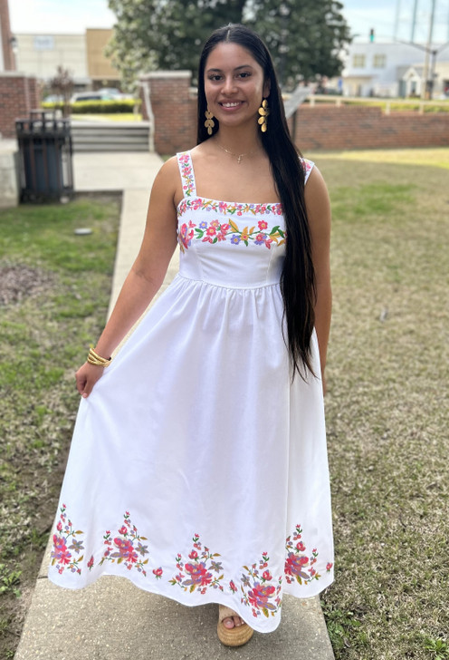 MALLORY EMBROIDERED MIDI DRESS