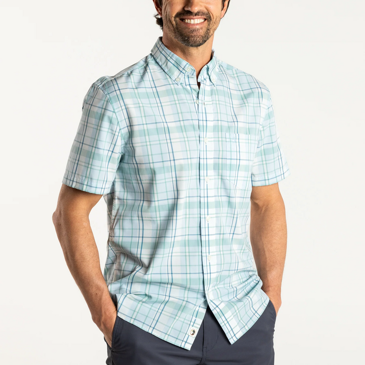 DUCK HEAD STOVER PLAID PERFORMANCE POPLIN SPORT SHIRT