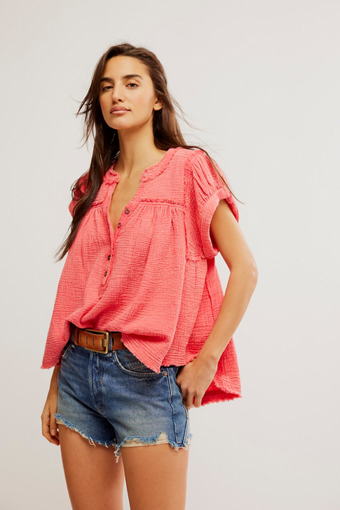 FREE PEOPLE HORIZONS DOUBLE CLOTH TOP