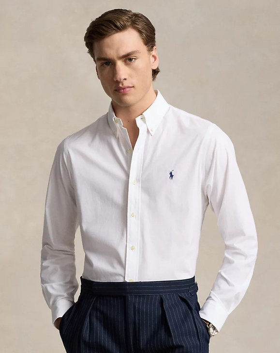 POLO RALPH LAUREN CLASSIC FIT STRETCH POPLIN SHIRT - WHITE