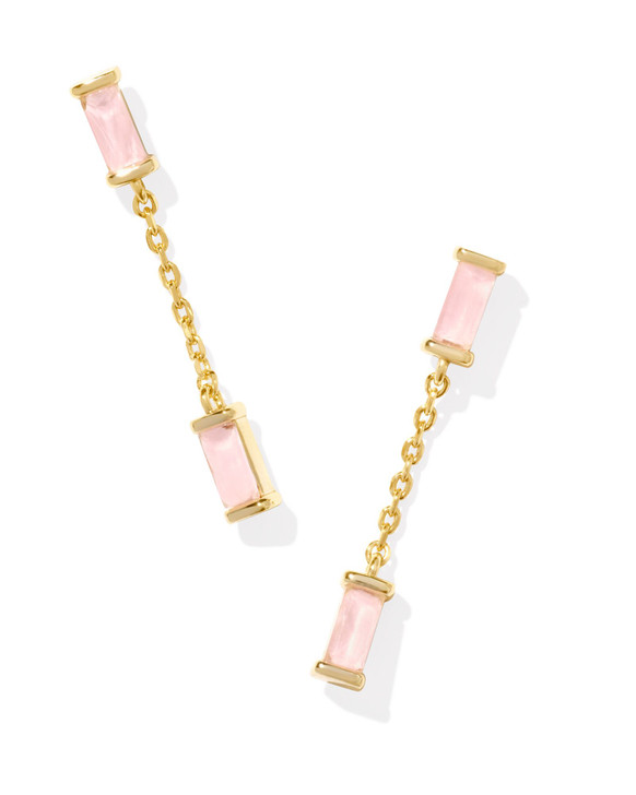 KENDRA SCOTT JULIETTE DROP EARRINGS - GOLD ROSE QUARTZ