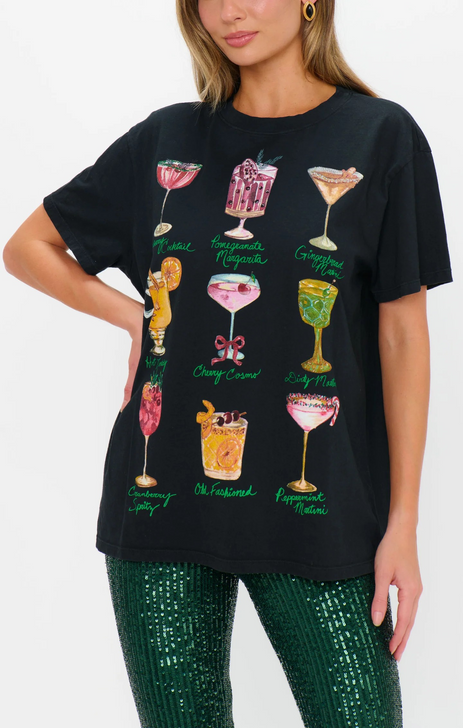SHOW ME YOUR MUMU TRAVIS TEE - COCKTAILS GRAPHIC