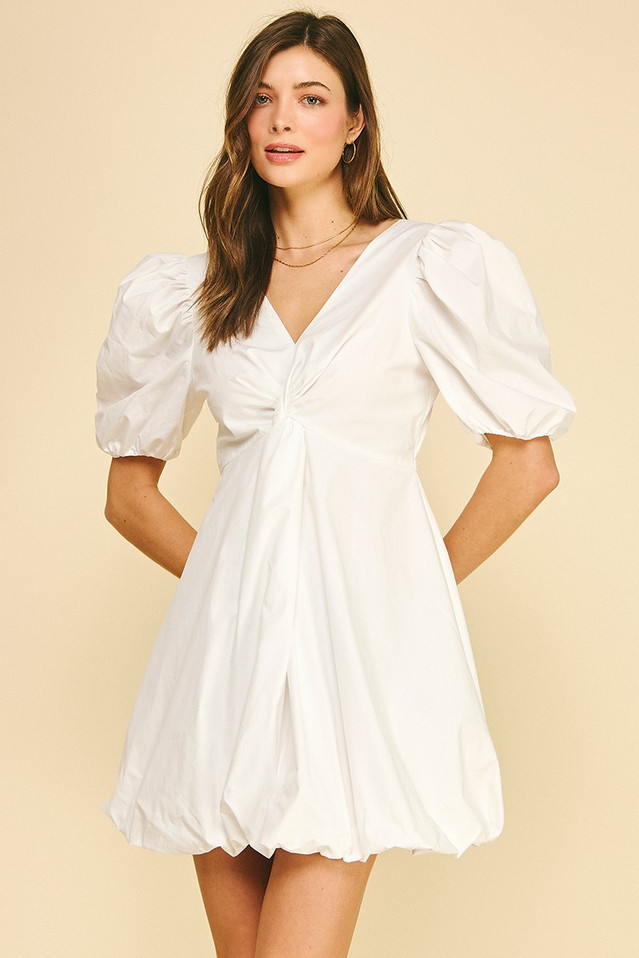 PINCH TWISTED TIE BUBBLE MINI DRESS