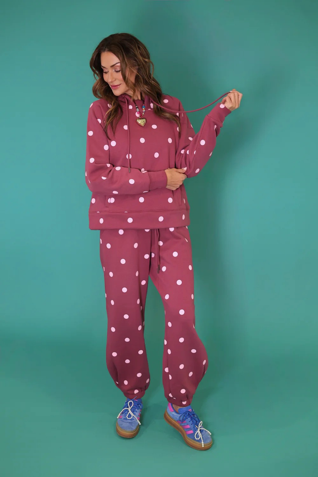 POPPY & PINE MAROON POLKA DOT SET