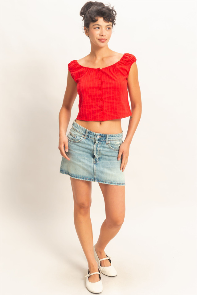 HYFVE BUTTON FRONT CAP SLEEVE TOP