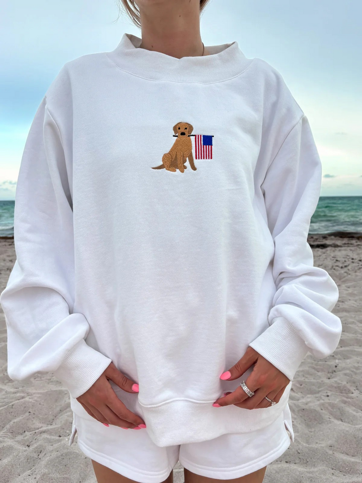 SUNKISSED COCONUT FLAG DOG MOCKNECK