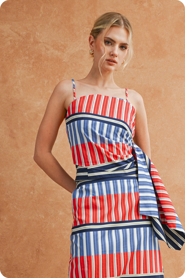 STRUT & BOLT STRIPED ASYMETRICAL TOP