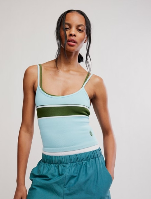 FREE PEOPLE ALL CLEAR COASTLINE STRIP TANK