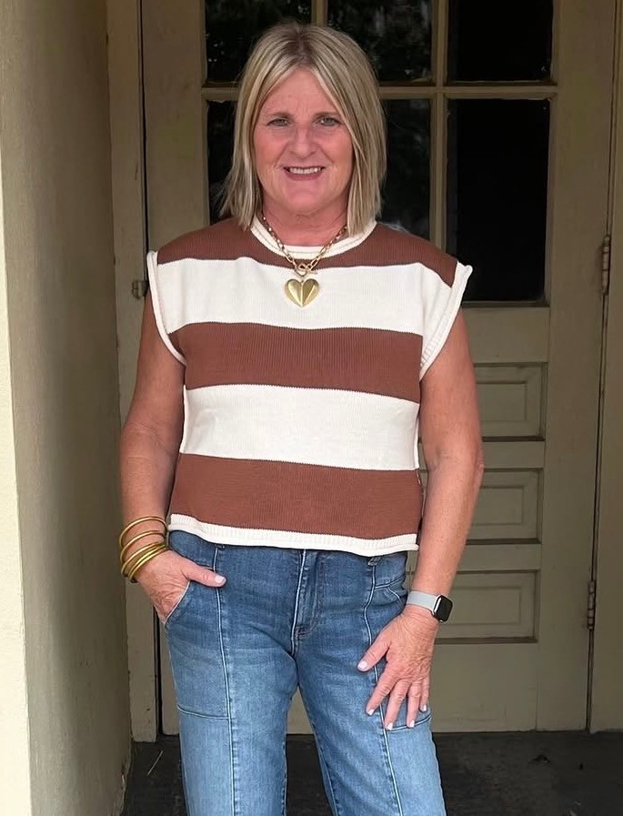 ENTRO STRIPE SWEATER TOP