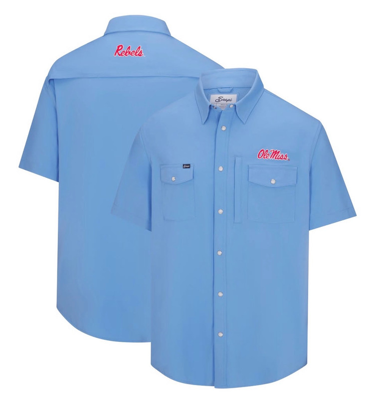 SNAPS OLE MISS TAILGATER PEARL SNAP BUTTON DOWN - POWDER BLUE