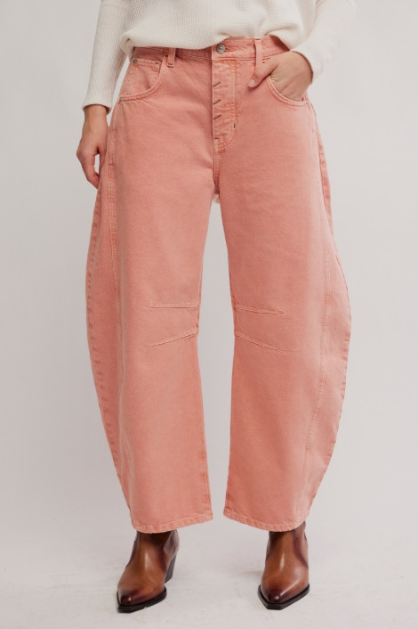 FREE PEOPLE GOOD LUCK MID RISE BARREL JEAN