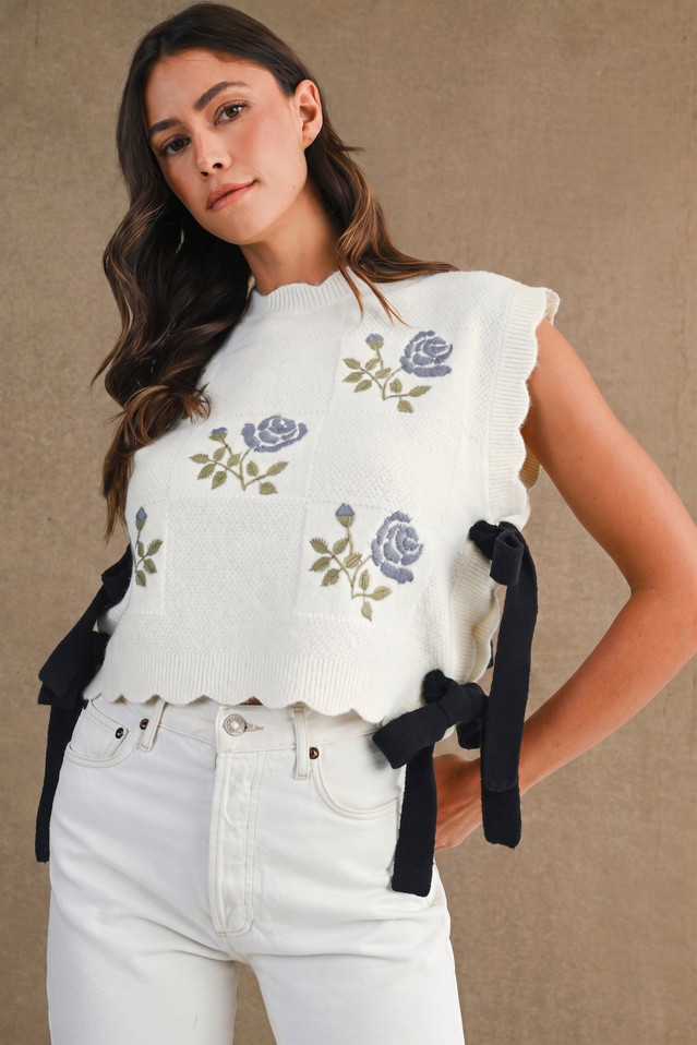 MABLE KNIT VEST WITH TIE SIDES