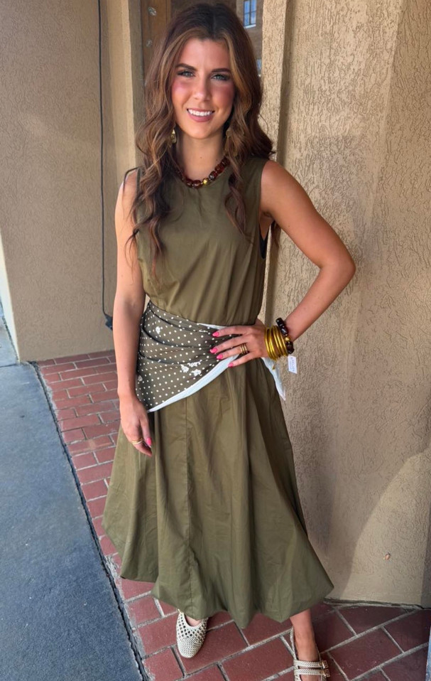 ENTRO SCARF WAIST MIDI DRESS