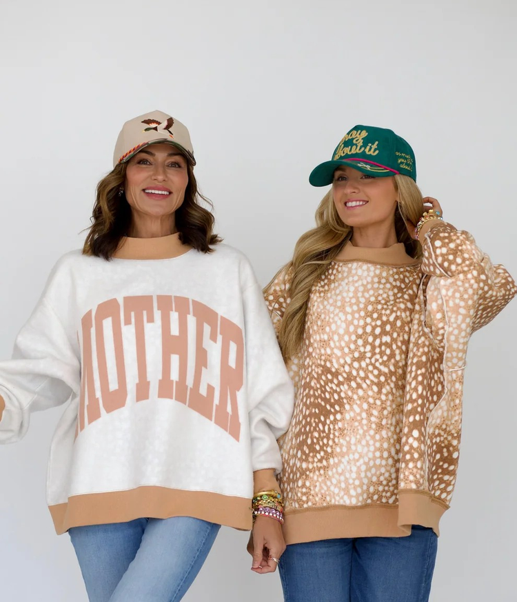 POPPY & PINE FAWN MOTHER MOCK NECK SWEATSHIRT