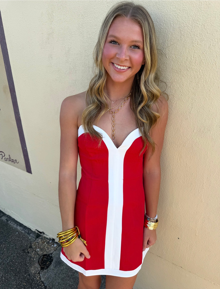 BABY PINK COLORBLOCK STRAPLESS ROMPER DRESS