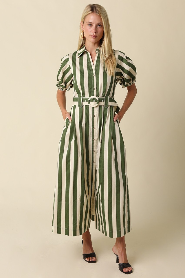 OLIVACEOUS STRIPE MAXI DRESS