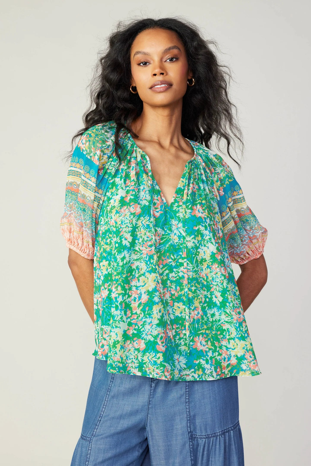 FLORAL PUFF SLEEVE TOP