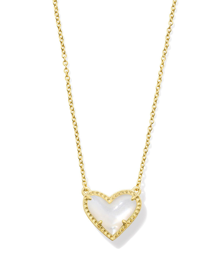 KENDRA SCOTT ARI HEART PENDANT NECKLACE - GOLD IVORY MOTHER OF PEARL