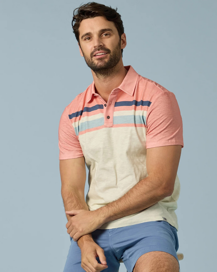 FLAG & ANTHEM MILLVILLE CHEST STRIPED SLUB POLO
