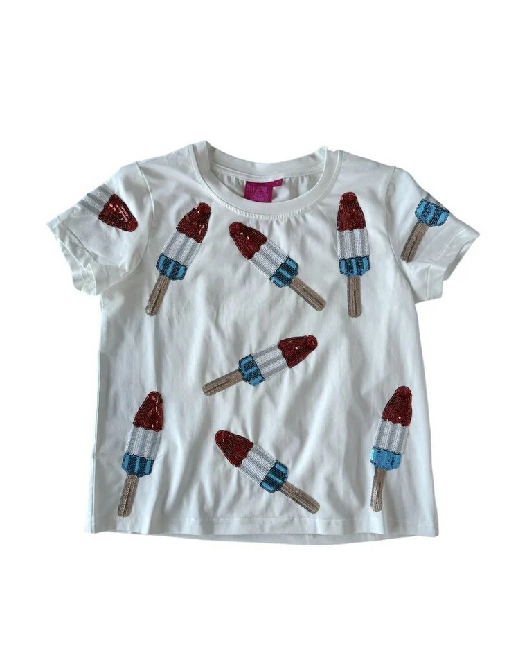 PRINCESS OF SPARKLES WHITE SCATTERED BOMB POP TEE