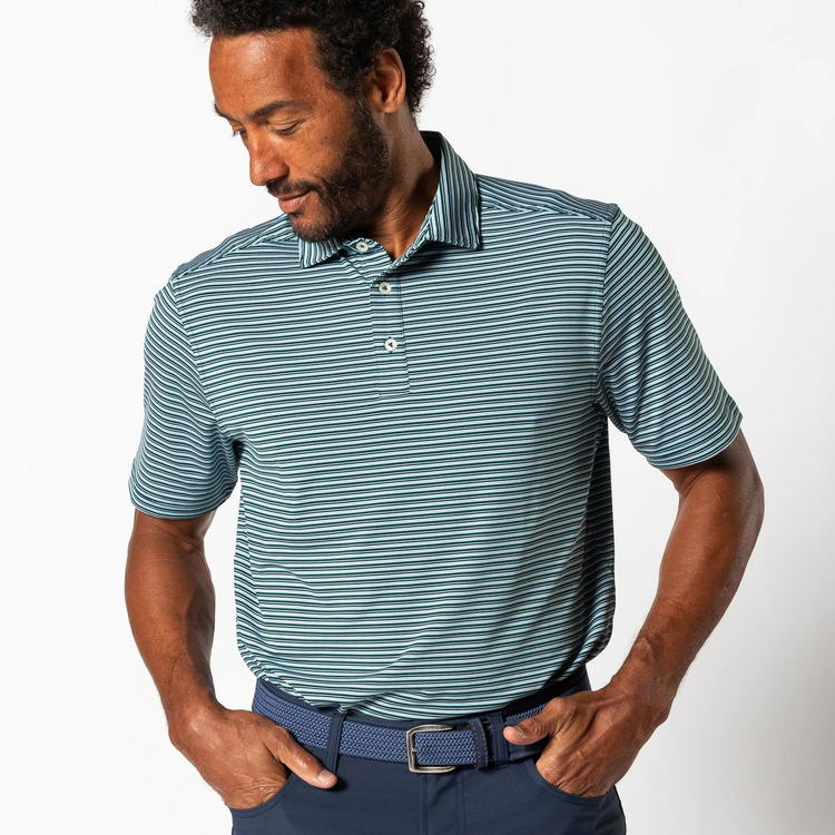 DUCK HEAD LONG DRIVE BARKER STRIPE PERFORMANCE POLO