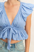 HYFVE CROPPED RUCHED V-NECK TOP