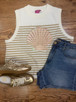 QUEEN OF SPARKLES STRIPED SEASHELL TANK