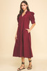 PINCH V-NCK PLEATED A-LINE DRESS