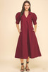 PINCH V-NCK PLEATED A-LINE DRESS