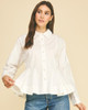 PINCH PEPLUM HEM BUTTON DOWN SHIRT