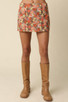 OLIVACEOUS FLORAL MINI SKIRT