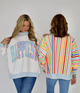 POPPY & PINE HAPPIEST STRIPE MOCK NECK SWEATSHIRT
