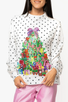 QUEEN OF SPARKLES POLKA DOT MULTI CHRISTMAS MOCK NECK SWEATSHIRT