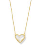 KENDRA SCOTT ARI HEART PENDANT NECKLACE - GOLD IVORY MOTHER OF PEARL