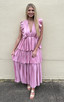 MAUVE PLEATED SLEEVELESS LAYERED MAXI DRESS